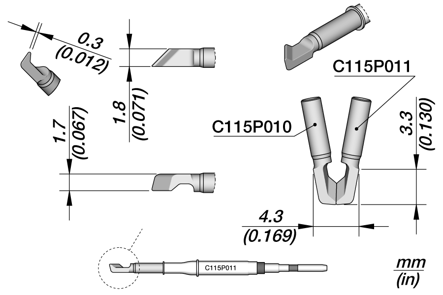 C115P011 - Blade Sealing Cart. 2.5 x 0.3 L.